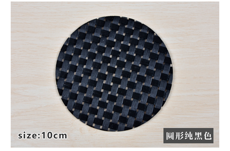 ที่รองแก้ว pvc แบบกลม ขนาด 10 cm สี ฺBlack gray 8แผ่น/ชุด