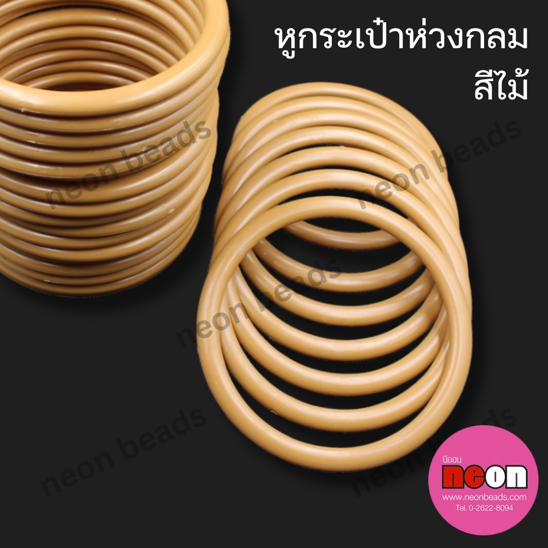 หูกระเป๋ากลมสีไม้/12คู่