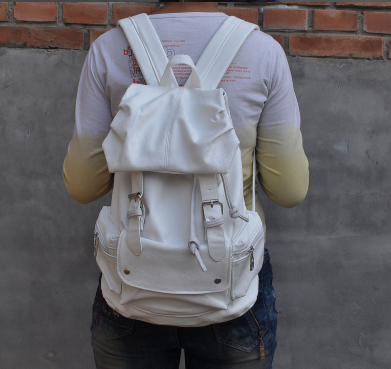 กระเป๋าเป้ backpack หนัง pu leather แฟชั้น เกาหลี สีขาว