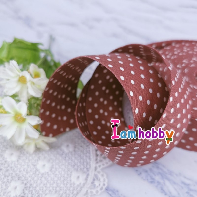 ริบบิ้นผ้า เทปผ้าสไตล์ญี่ปุ่น ขนาด 40 มิล ลายจุด (1 หลา) เลือกสี