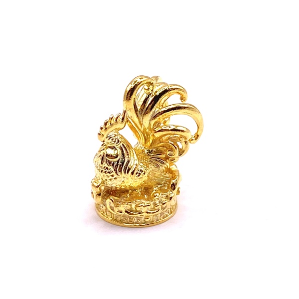 หลวงตาน้อย หลวงปู่ศิลา ไก่ฟ้าพญาเลี้ยง ไก่ฟ้ามหาเศรษฐี (เนื้อสัมฤทธิ์ชุบทองจิวเวลรี) KM074