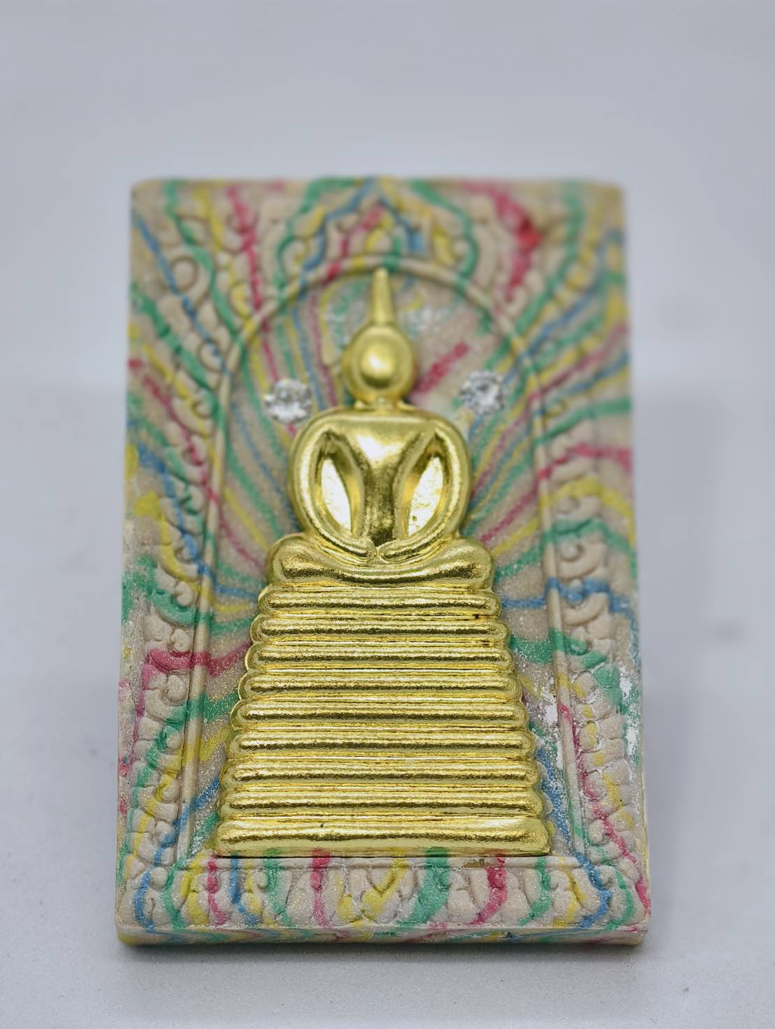 หลวงปู่หนูอินทร์ พระสมเด็จฐานสูง หลัง ท้าวมหาพรหม ฝังเพชร KA1777