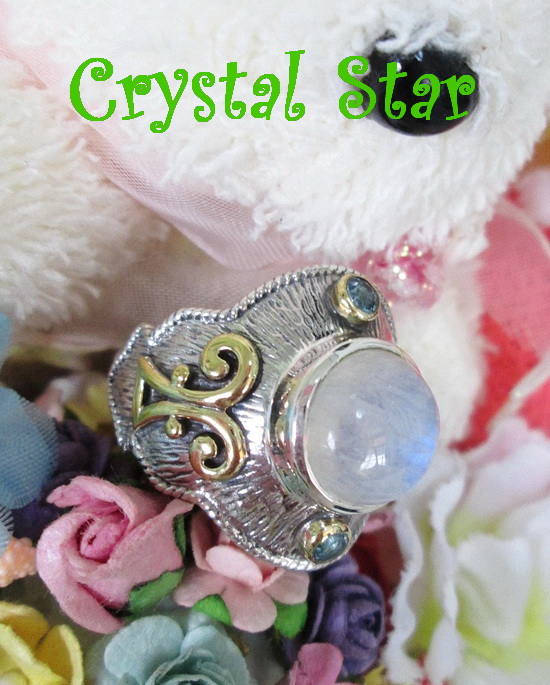 แหวนเงินมูนสโตน+บลูโทปาซ