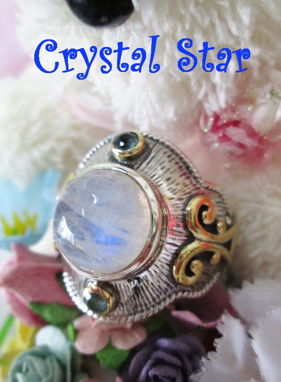 แหวนเงินมูนสโตน+บลูโทปาซ