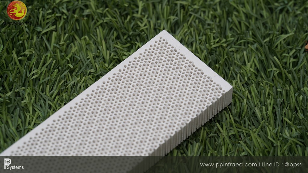 กระเบื้องหัวเตาอินฟาเรด แผ่นรังผึ้งหัวเตา HEATwave Cordierite Plaque (China) ขนาด 132x46x13