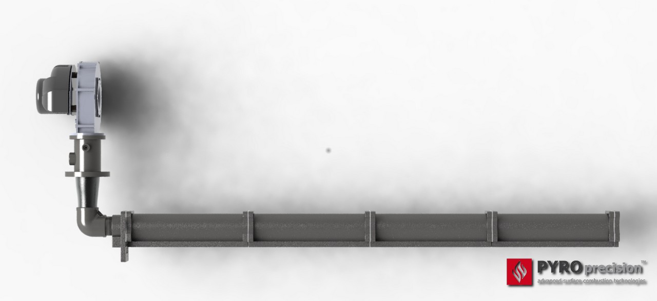 หัวเตาแก๊ส ตรงยาว LD305-PMX-4 Linear Gas Burner (Premix) ความยาวโมดูล1.2ม กำลัง 90-270 กิโลวัตต์ เครื่องอบแห้งแบบถังหมุน (Rotary Dryer)