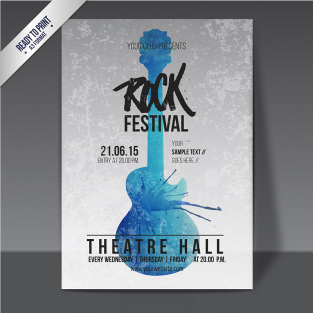 โปสเตอร์ Poster สไตล์การออกแบบดีไซน์แบบวินเทจและตกแต่งด้วยกีต้าร์เพิ่มความคลาสิกยิ่งขึ้น โปสเตอร์ ไว้สำหรับ แจ้งประชาสัมพันธ์กิจกรรม // ตัวอย่างดีไซน์ โปสเตอร์ Poster โปสเตอร์โฆษณา โปสเตอร์สวยๆ Chill Shop Package