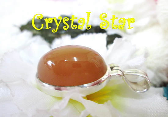 จี้มูนสโตนสีส้มอมน้ำตาล เกรด A