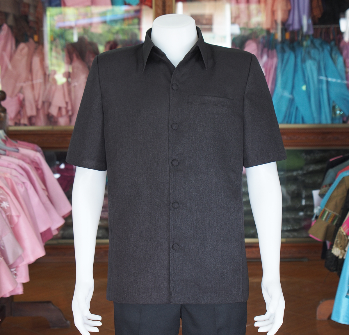 เสื้อผ้าฝ้าย สีดำ ไซส์ XL