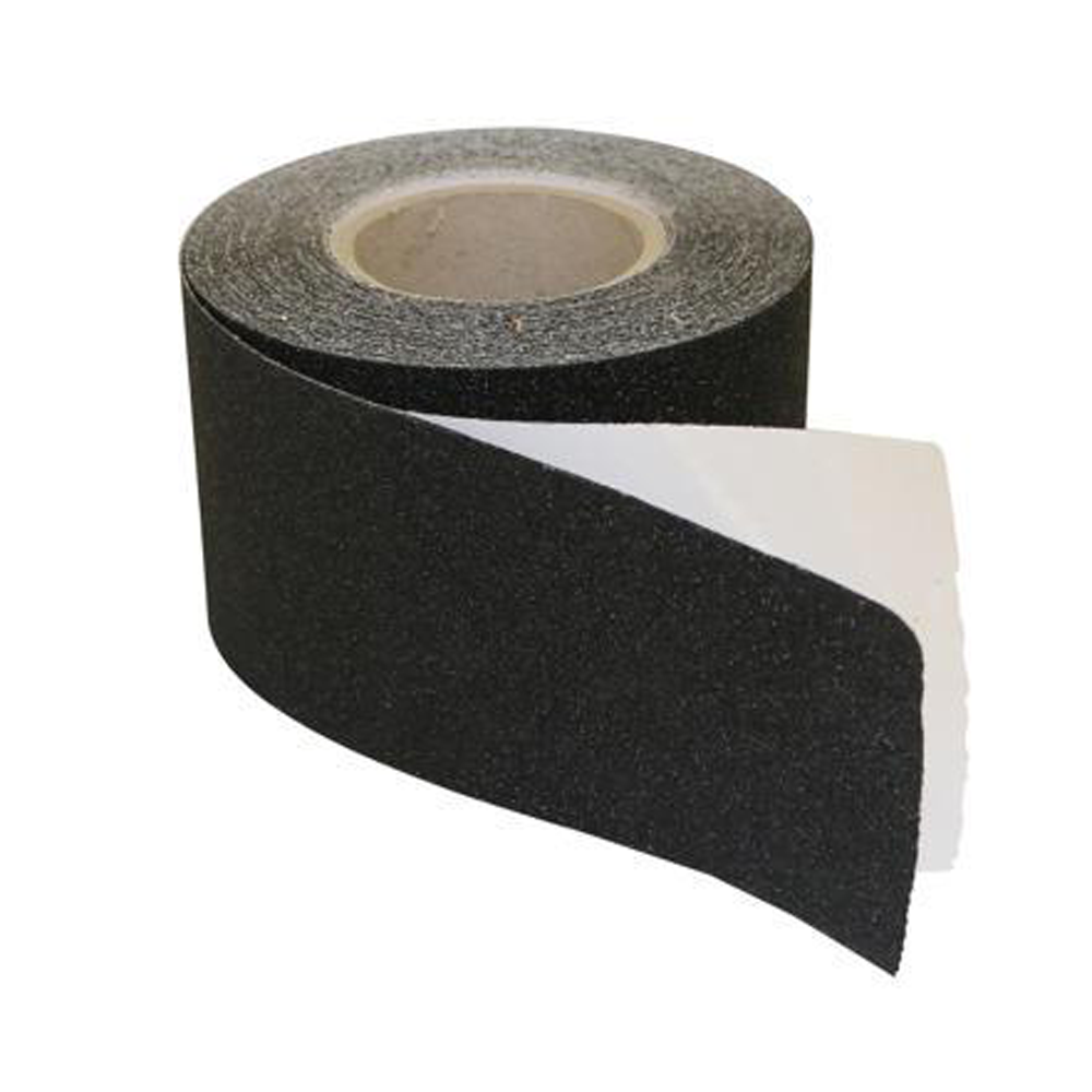 Anti slip tape เทปกันลื่น สีดำ กว้าง 4" ยาว 18 เมตร (60 ft) ผิวหยาบ สำหรับติดบันได ทางเดิน ทางลาดเอียง