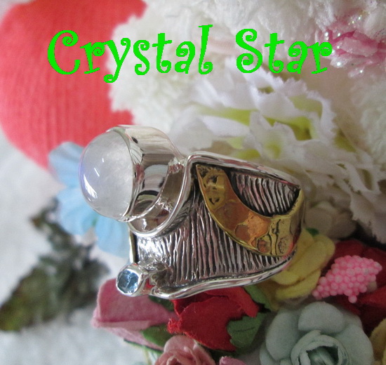 แหวนเงินมูนสโตน+บลูโทปาซ