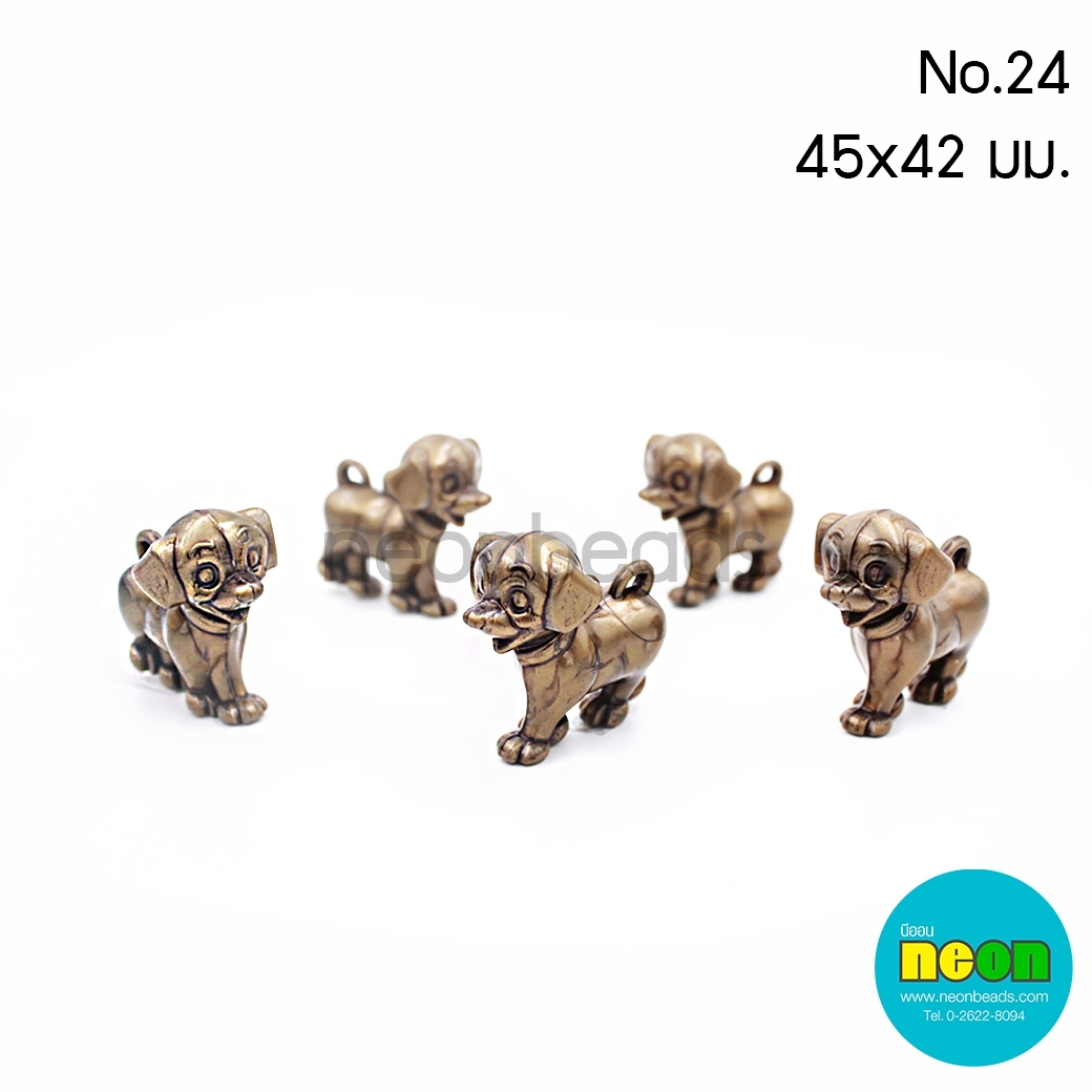 ลูกปัดอะคริลิกสีทองเหลืองNo.24.หมาขนาด45*42mm.