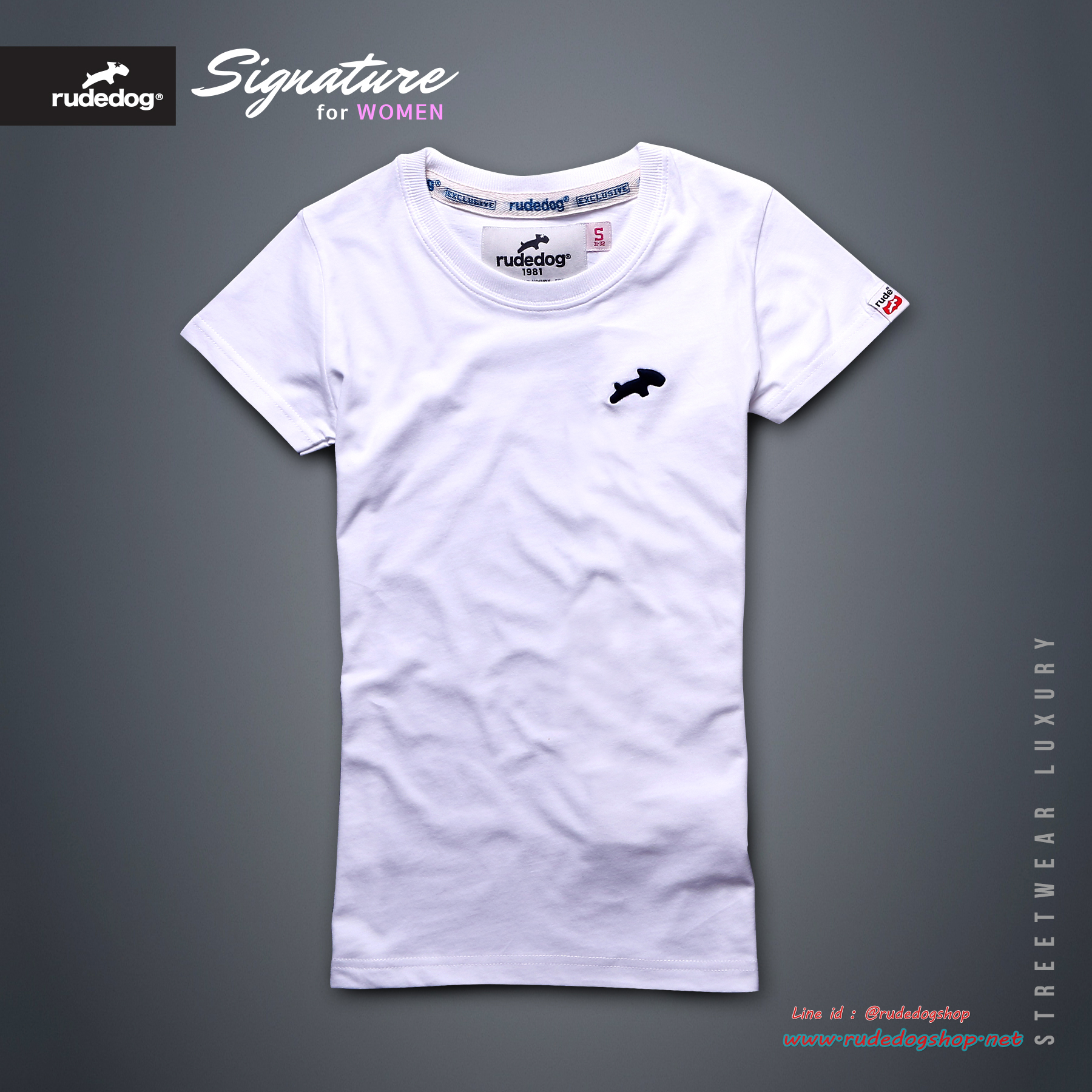 เสื้อยืด Rudedog ผู้หญิง รุ่น Signature สีขาว