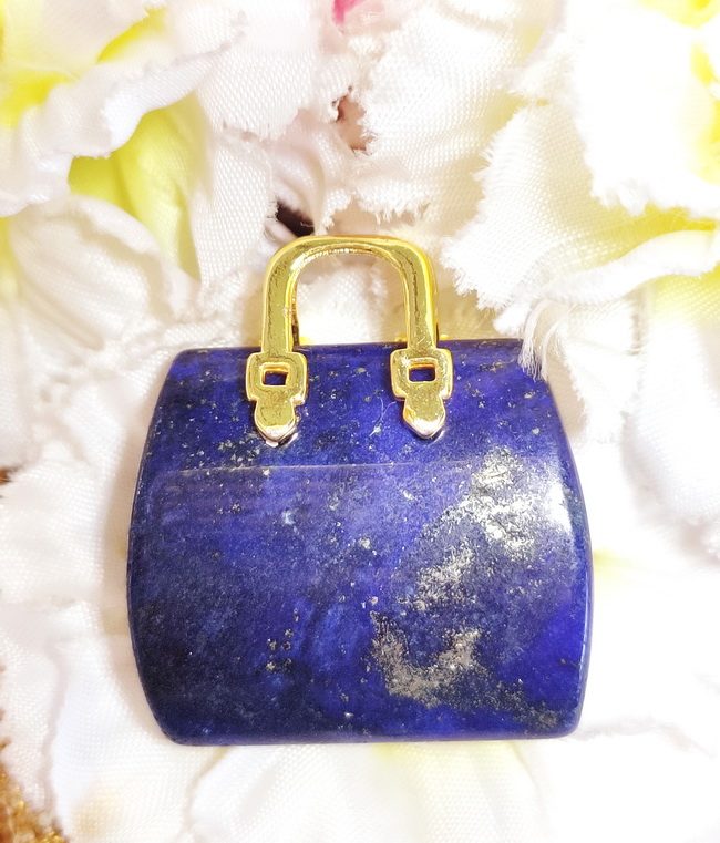 Lapis Lazuli แกะสลักรูปกระเป๋า
