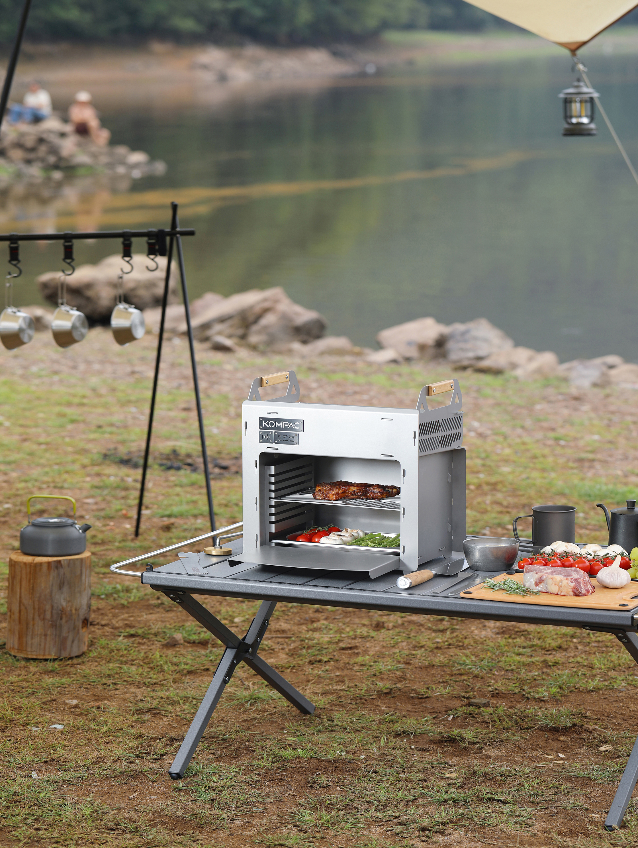 KOMPAC x PYB-2P X1 EXPLORER SERIES Detachable Gas Stesk Grill l เตาย่างแก๊สอินฟาเรด แสตนเลนพรีเมี่ยม สำหรับแคมป์ปิ้ง