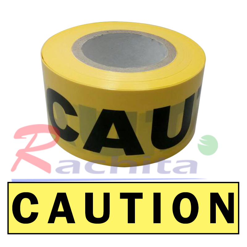 เทปฝังใต้ดิน PE แบบหนา สีเหลือง Print " CAUTION " กว้าง 3 นิ้ว ยาว 100 เมตร