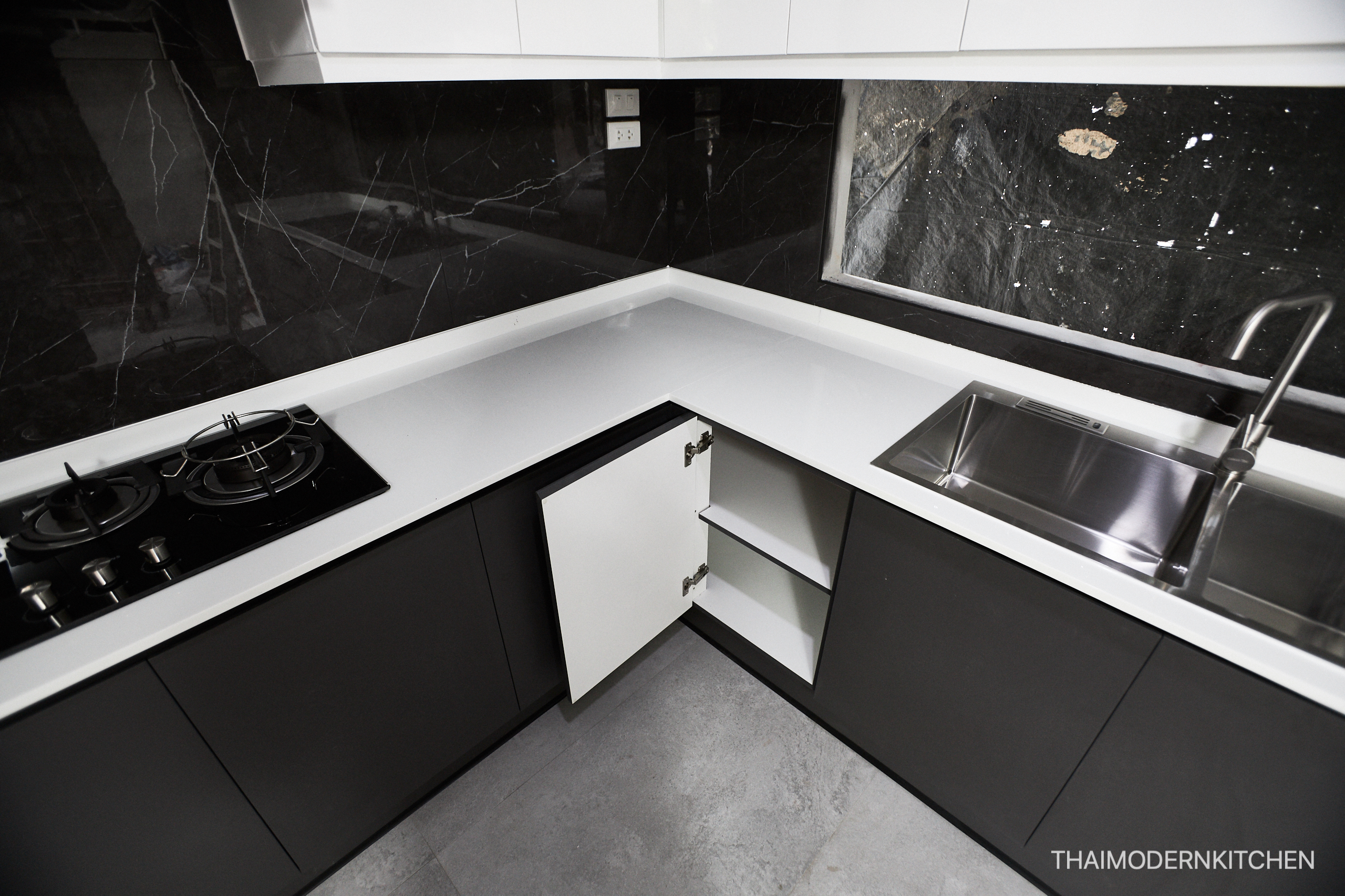 #ครัวบิ้วอิน ราคา 153,000- #ติดคาน 4+3 ตู้บนล่าง + 0.6 ตู้สูง Top แกรนิตร