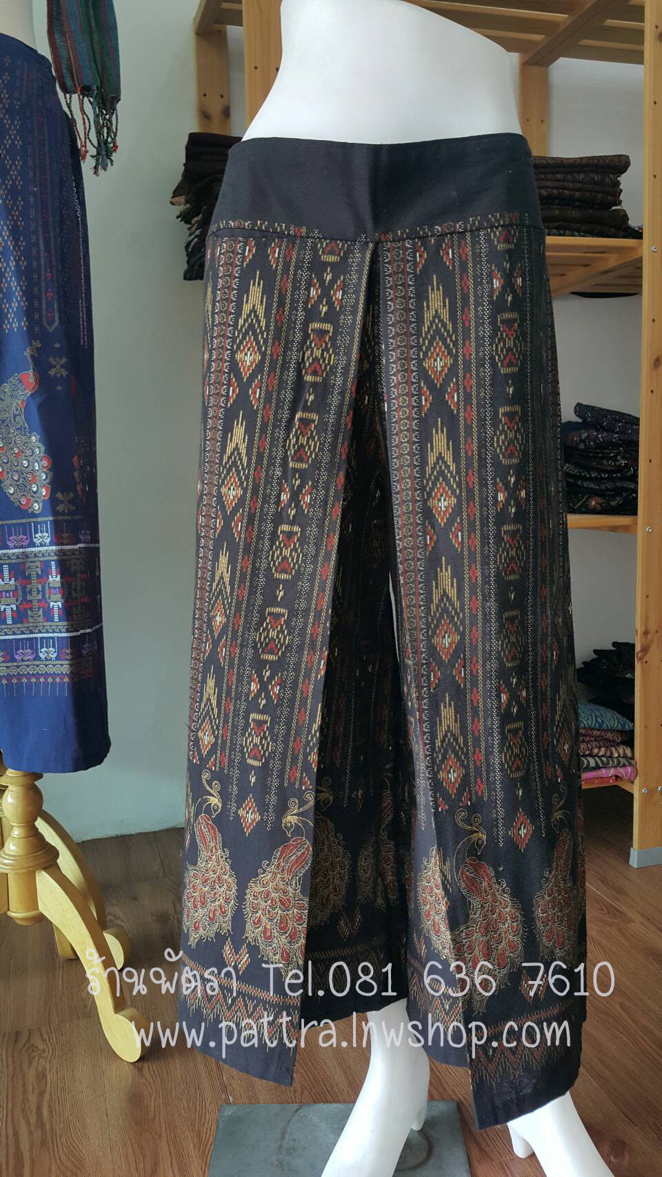 กางเกงผ้าฝ้ายผ้าพื้นเมือง5ส่วน