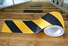 Anti slip tape เทปกันลื่น สีเหลืองดำ กว้าง 4" ยาว 18 เมตร ผิวหยาบ สำหรับติดบันได ทางเดิน ทางลาดเอียง