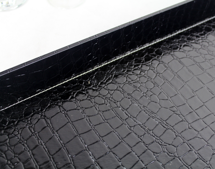 ถาดหนัง ถาดโรงแรม หนัง PU สีดำ ลายหนังจระเข้ ขนาด 33cm x 25cm x 4cm