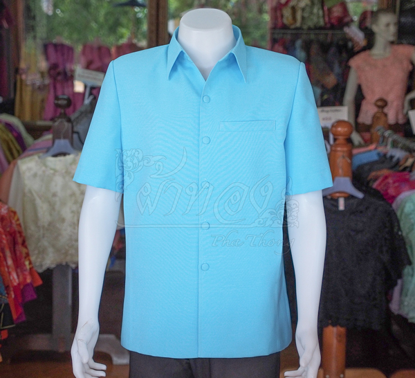 เสื้อผ้าฝ้ายแพรเงิน สีฟ้า ไซส์ S