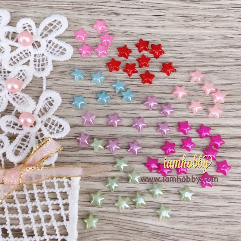 ดาวมุก 6 mm.คละสี (แพ็คละ 50 ชิ้น)