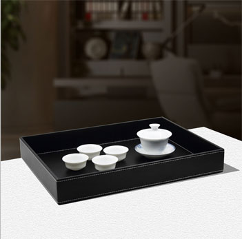 ถาดหนัง ถาดโรงแรม หนัง PU สีดำ ขนาด 40.5cm x 30.5cm x 5.5cm