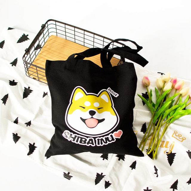 กระเป๋าผ้า canvas สไตล์ญี่ปุ่น ลายน้อนหมาน่ารัก