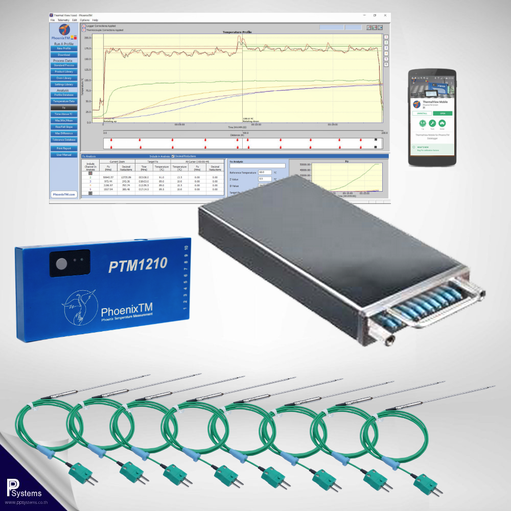 PhoenixTM 10Ch Food Low Temperature Profiling System l เครื่องบันทึกอุณหภูมิ อุตสาหกรรมปรุงสุก (เตาอบ-เตาทอด-หม้อนึ่งแรงดันต่ำ) และการแช่เยือกแข็งอาหาร