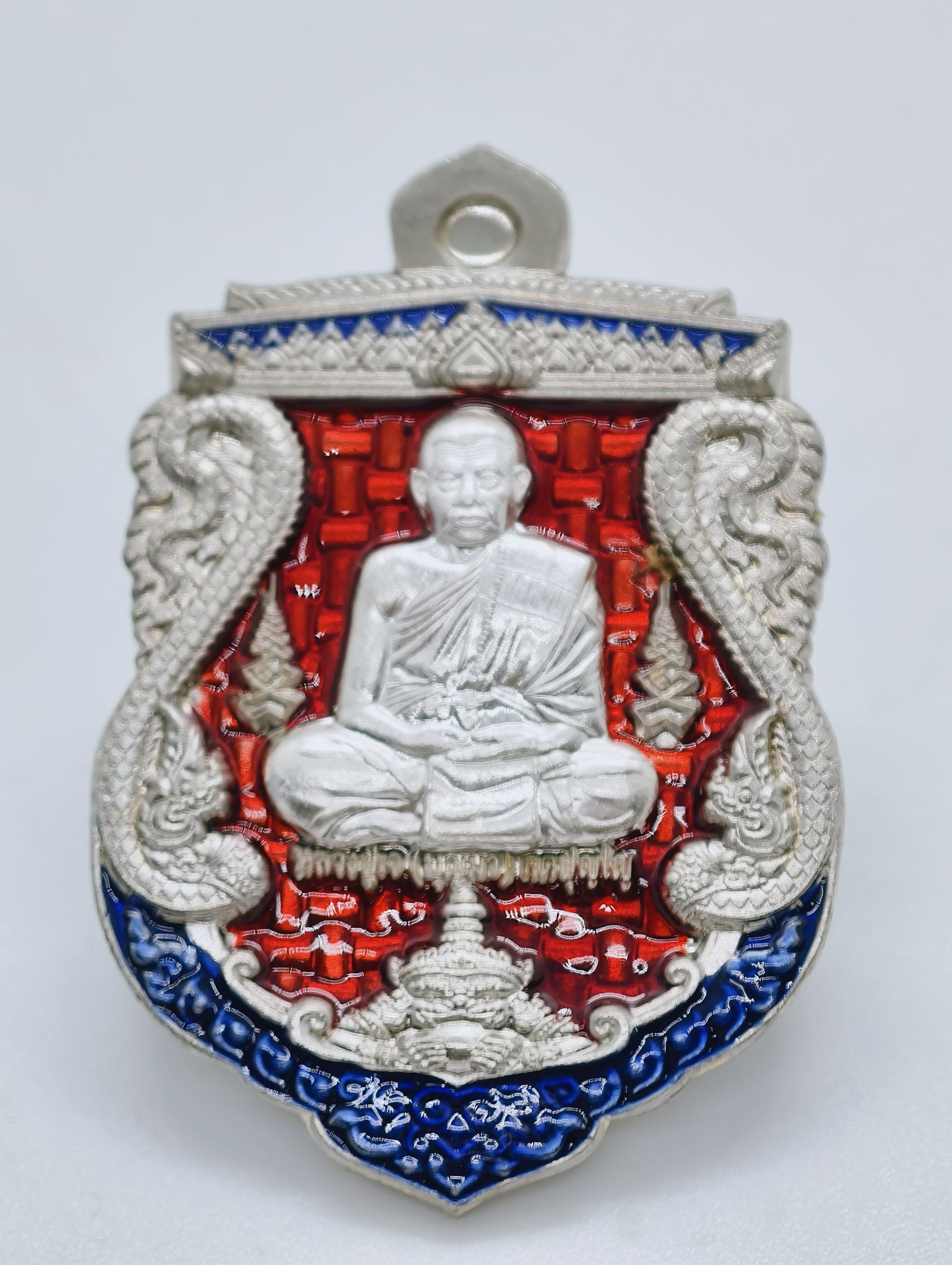 หลวงปู่เจ วัดป่าวิเวกธรรม ราหู มหาเศรษฐีมั่งมีทรัพย์ อัลปาก้า หน้ากากเงิน ลงยา AC2227