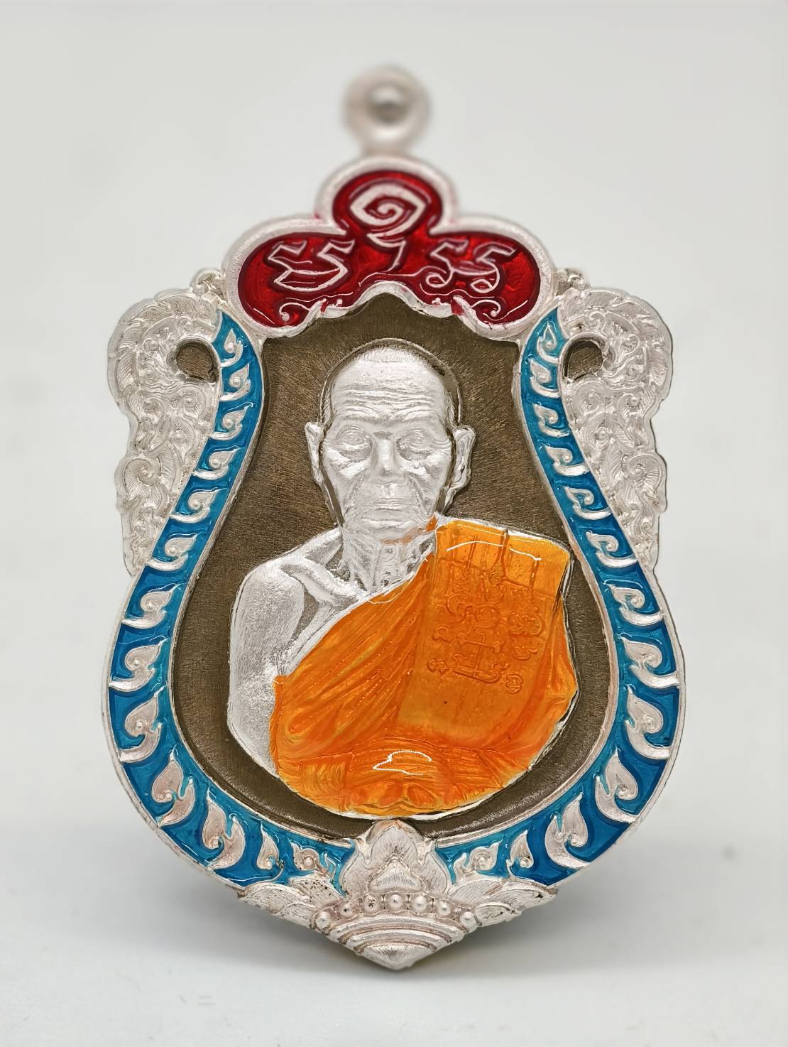 หลวงพ่อหวั่น วัดคลองคูณ เหรียญเสมาชนะศึก หน้ากากเงิน ขอบเงิน (KA1230)