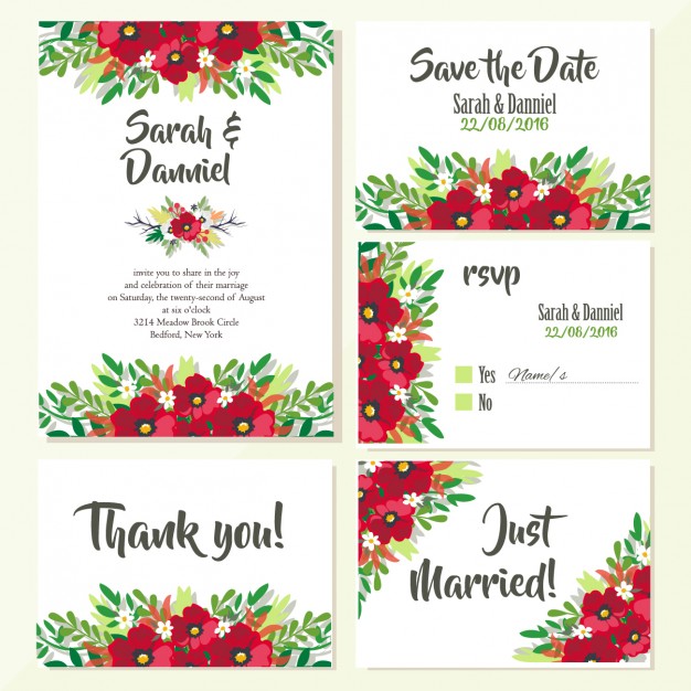 การ์ดแต่งงาน Wedding card สไตล์การออกแบบดีไซน์ใช้สีขาวเป็นสีพื้นและตกแต่งด้วยลายดอกไม้สีแดงทำให้เพิ่มความหรูหรามีราคา การ์ดงานแต่ง ไว้สำหรับ เรียนเชิญแขกผู้มีเกียรติเข้ามาร่วมงานแต่งงาน // ตัวอย่างดีไซน์ การ์ดแต่งงาน การ์ดเชิญ การ์ดสวยๆ