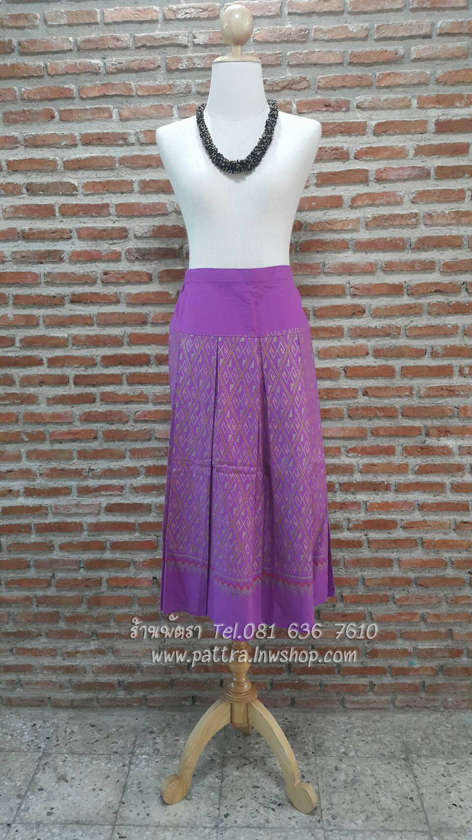 กระโปรงผ้าฝ้ายผ้าพื้นเมืองลายสวย