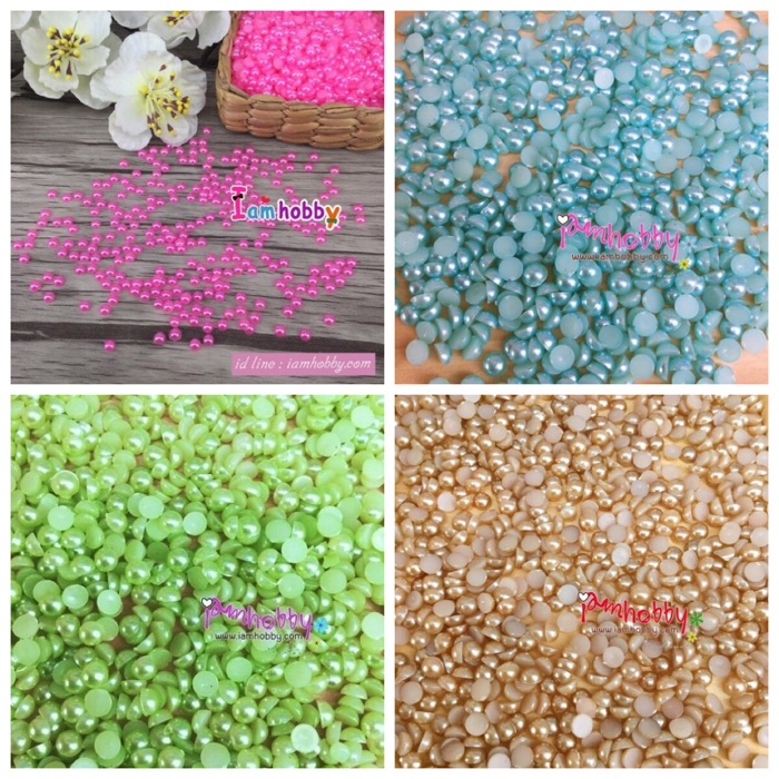 มุกครึ่งซีก ขนาด 4 มิล คละสี 4 สี (แพ็คละ 800 ชิ้น)