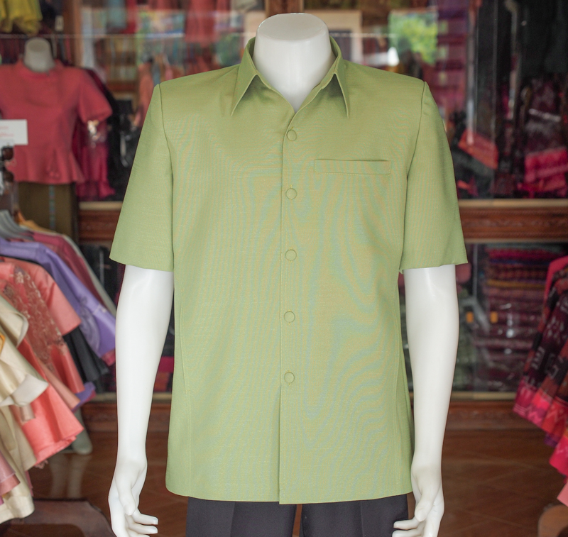 เสื้อผ้าฝ้ายแพรเงิน สีเขียว ไซส์ 3XL