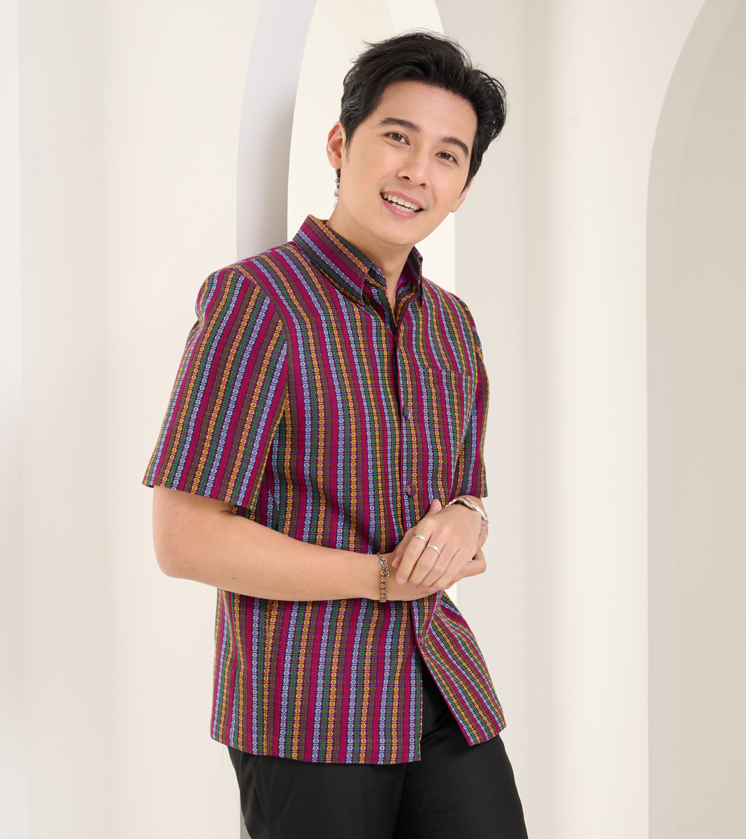เสื้อผ้าฝ้ายทอลายลูกแก้ว ไซส์ XL
