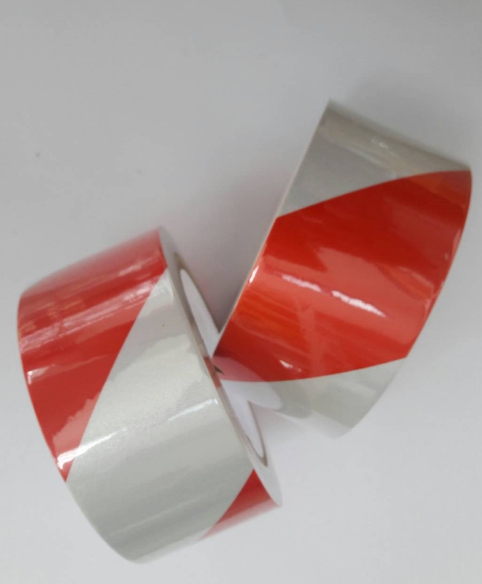เทปตีเส้น สะท้อนแสง REFLECTIVE TAPE สีขาวแดง กว้าง 2 นิ้ว ยาว 20 เมตร