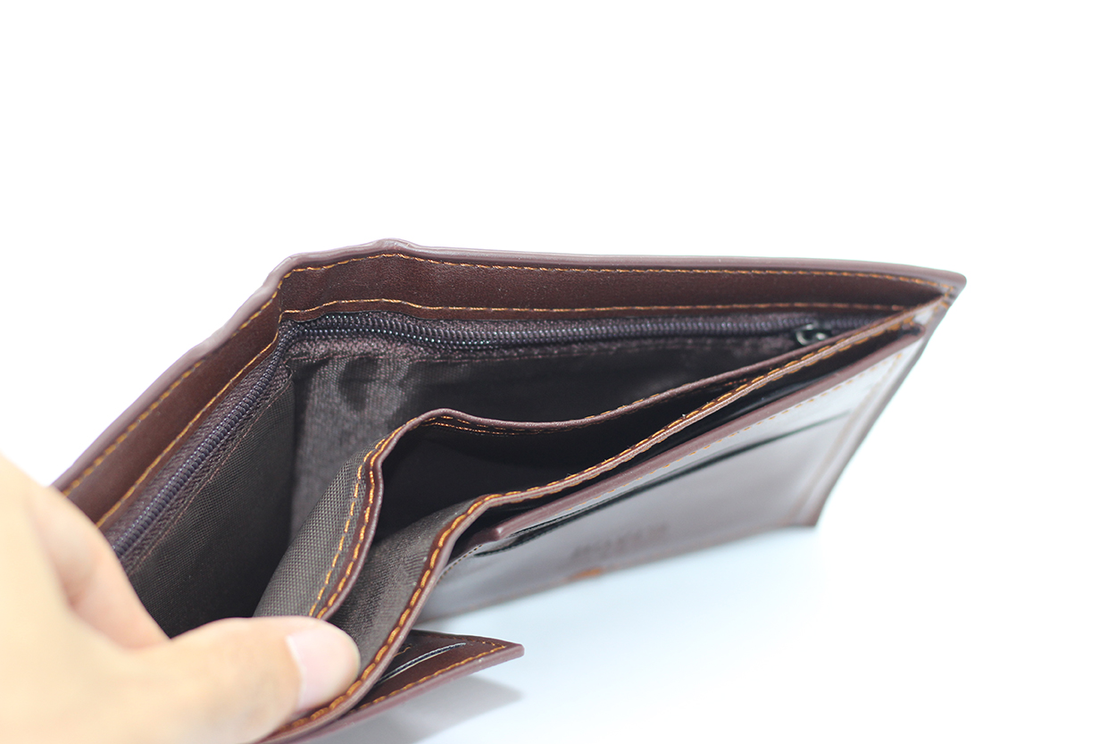 กระเป๋าสตางค์ผู้ชาย MS-231 [สีน้ำตาล มีซิป]