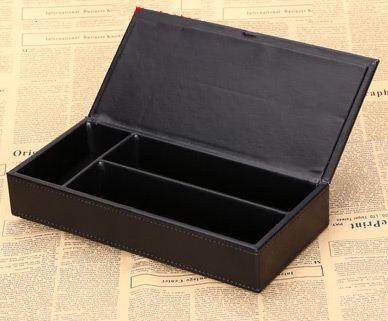 กล่องใส่ของมีฝาปิด กล่องของขวัญ หนัง pu สีดำ ขนาด 24cm x 11cm x 4cm