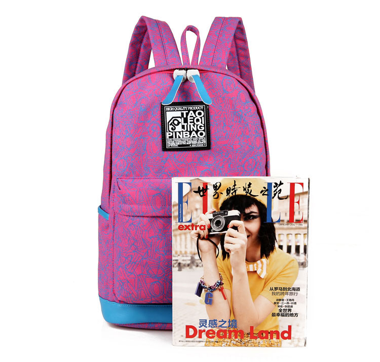 กระเป๋าเป้ backpack แฟชั้นเกาหลี ญี่ปุ่น สีชมพูลาย