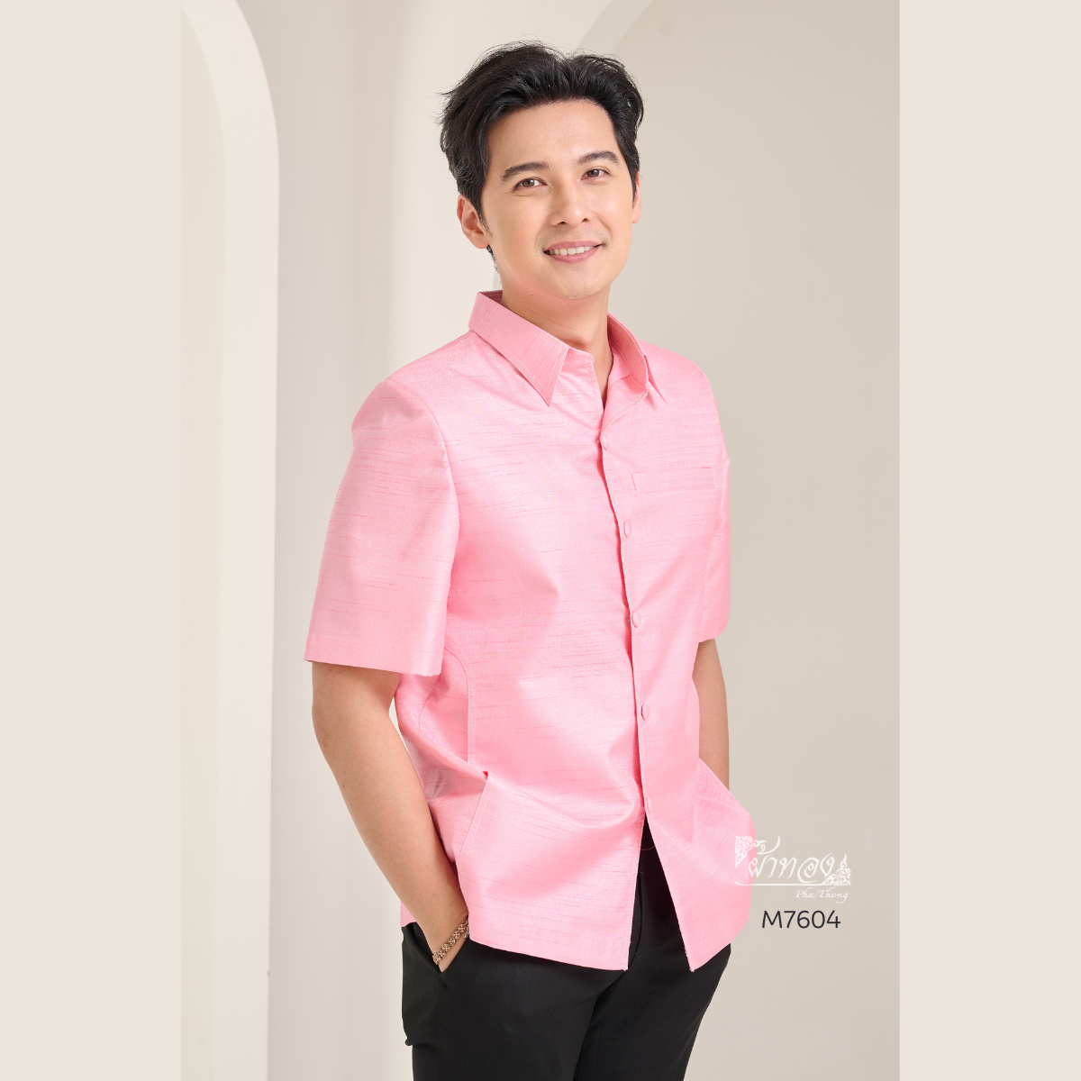 เสื้อผ้าไหมญี่ปุ่น สีชมพู ไซส์ S