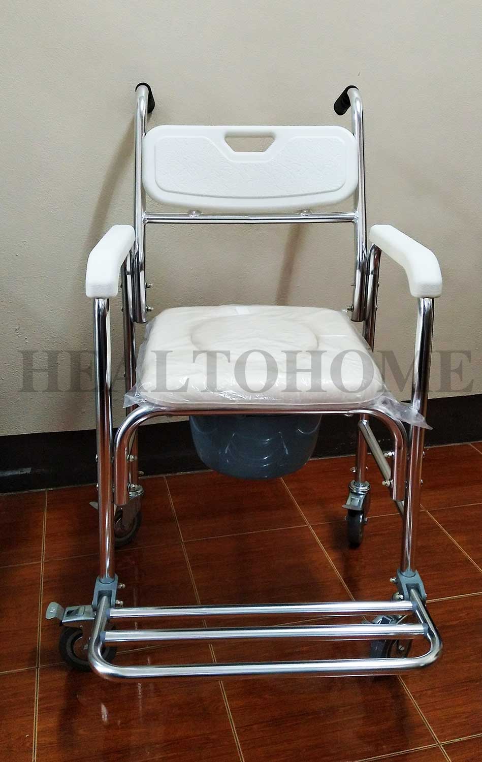 KC008-Y614L รถเข็นนั่งถ่าย พับไม่ได้ รุ่นประหยัด คร่อมชักโครกได้ (ส่งฟรี)