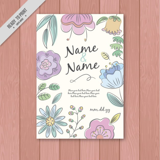 การ์ดแต่งงาน Wedding card สไตล์การออกแบบดีไซน์แบบวินเทจตกแต่งด้วยดอกไม้สไตล์การวาดเพิ่มความคลาสิก การ์ดงานแต่ง ไว้สำหรับ เรียนเชิญแขกผู้มีเกียรติเข้ามาร่วมงานแต่งงาน // ตัวอย่างดีไซน์ การ์ดแต่งงาน การ์ดเชิญ การ์ดสวยๆ