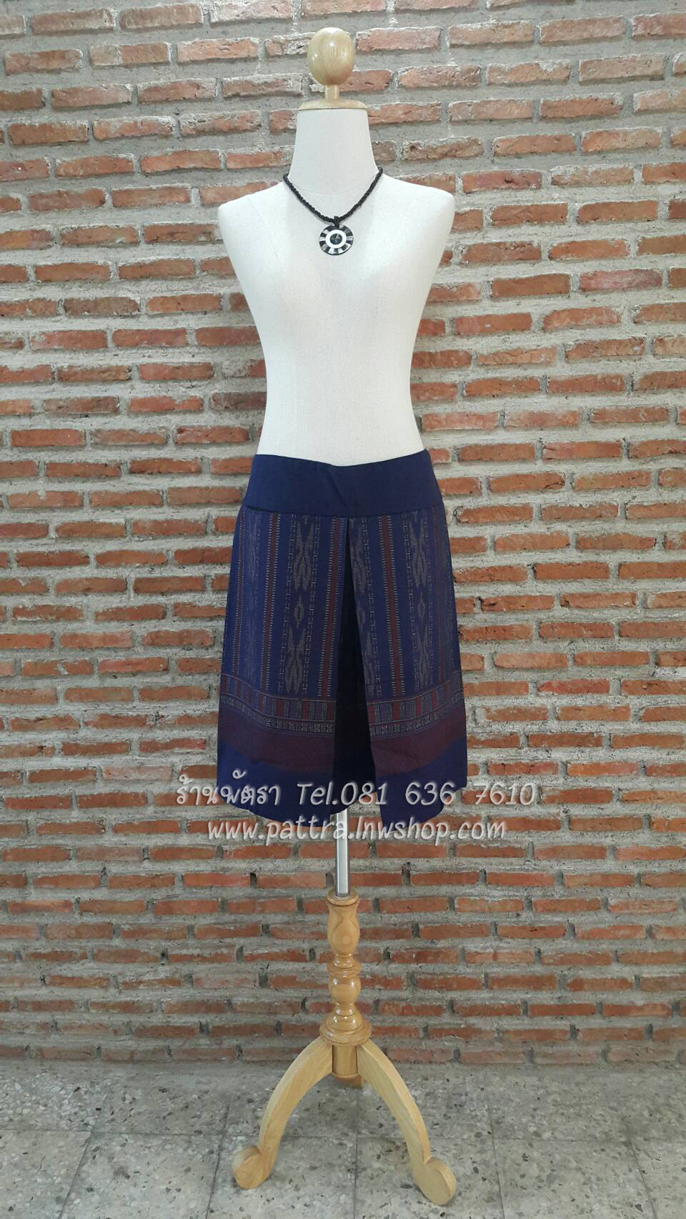 กางเกงผ้าฝ้ายผ้าพื้นเมืองขาสั้น