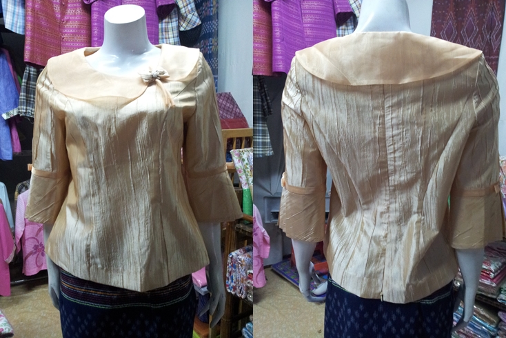 เสื้อผ้าไหมแก้วสีทอง