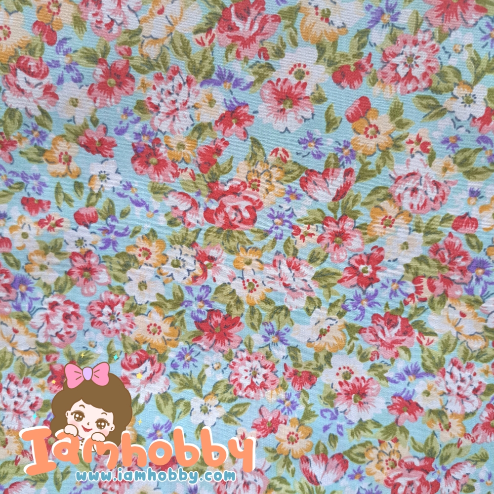 ผ้าลายดอกไม้น่ารักๆ ผ้างานฝีมือdiy ขนาด 30x30 cm. (แพ็คละ 4 ชิ้น)