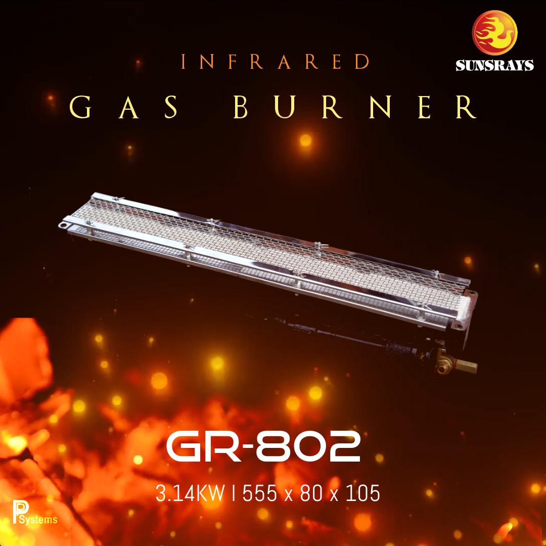 หัวเตาอินฟาเรด SUNSRAYS GR-802 3.14kW ชนิดเหล็กหล่อ ขนาด 555x80x105
