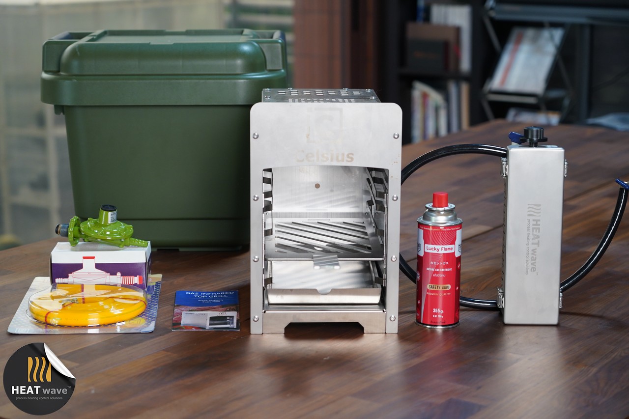 HEATWAVE ANYxGRILL PORTABLE GAS SUPPLY SYSTEM FOR GAS INFRARED TOP GRILL l ชุดจ่ายแก๊สแรงดันต่ำพกพาสำหรับเตาย่าง ใช้กับแก๊สกระป๋อง Luckyflame 355 กรัม