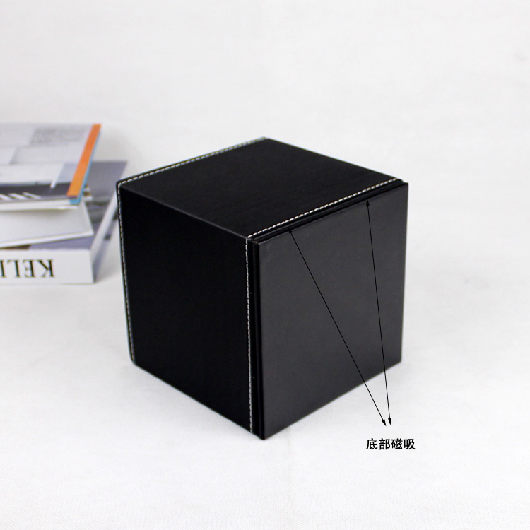 กล่องทิชชู่ หนัง pu สีดำ ใส่กระดาษทิชชู่ ขนาด 13cm x 13cm x 14cm