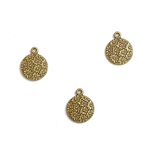 No.034 จี้กลมดอกไม้16mm.